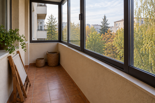 Balcon neîncălzit amenajat pentru utilizare ocazională.